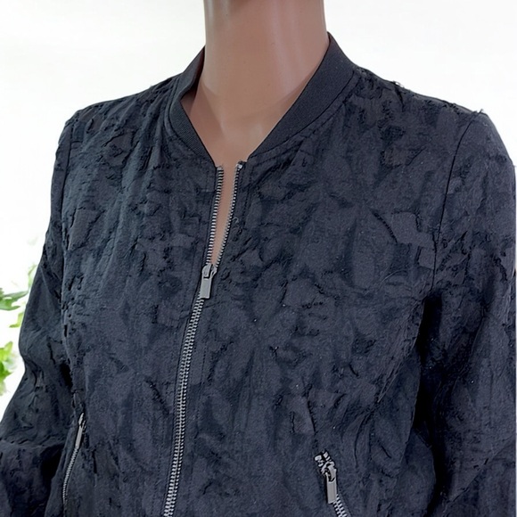 H&M Black Lightweight Patterned Bomber Jacket - Picture 9 of 15